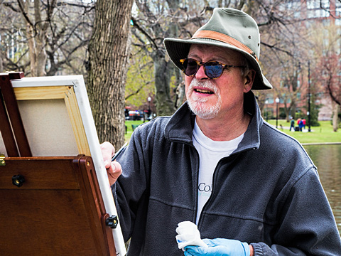 Artist James Wolford painting outdoors.